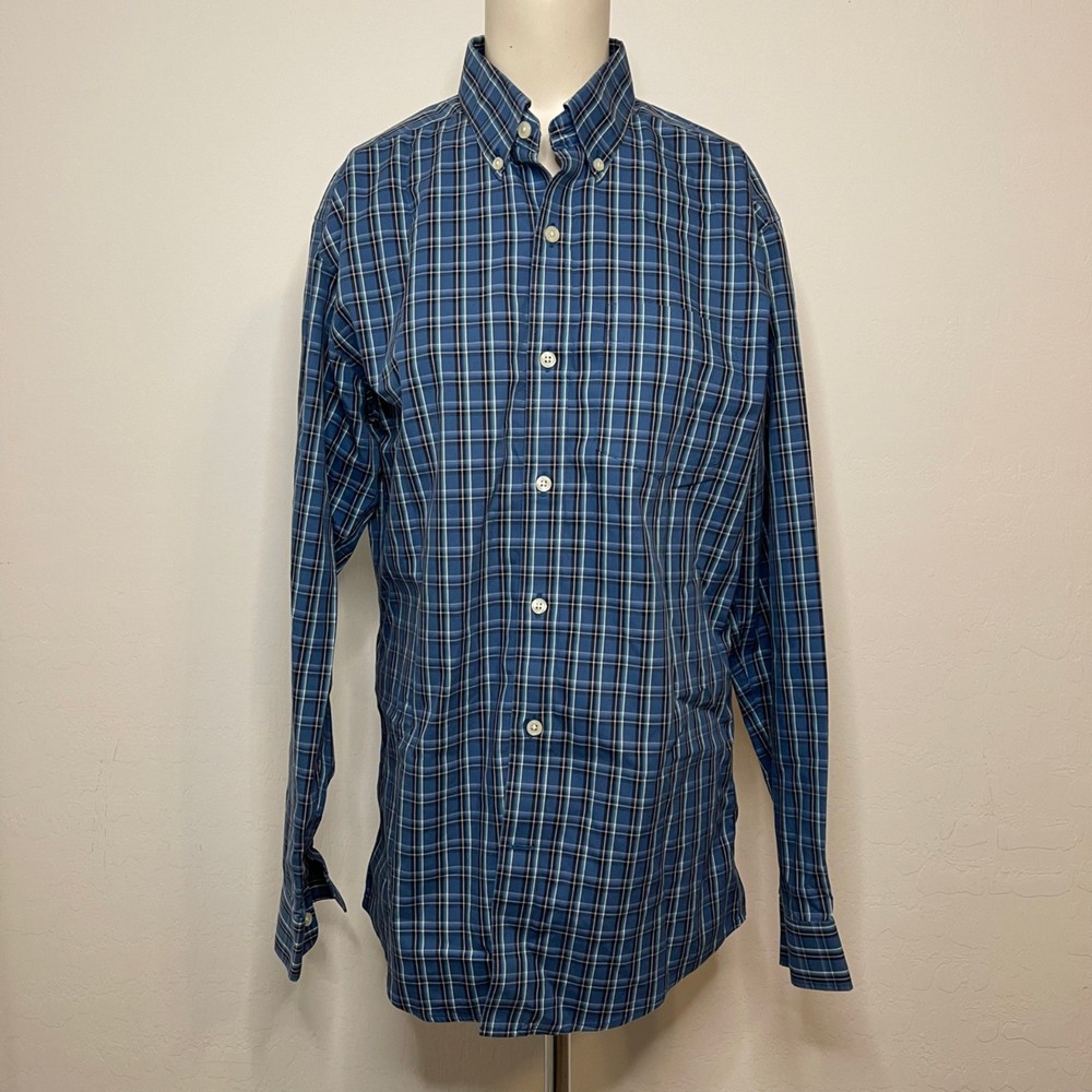 Eddie Bauer Dark Blue Green Plaid Casual Long Sleeve Button up Down Shirt S